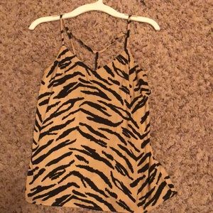 tan zebra print blouse